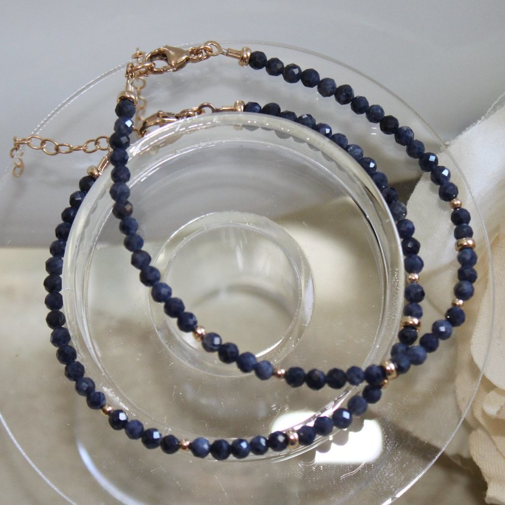 Natural Faceted Raw Sapphire and 14kt Gold Filled Bracelet - Handmade -  New